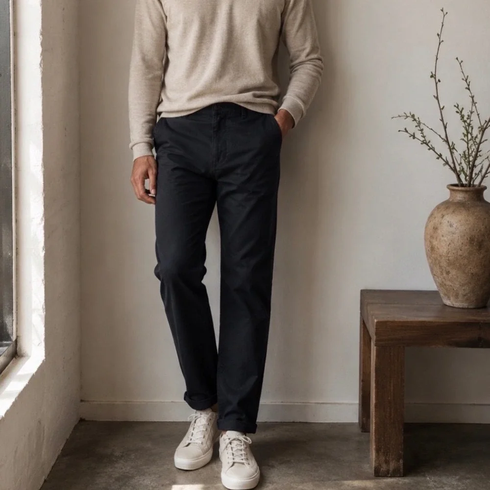 Buck Mason Officer Pants Slub Twill Black Cotton Chino Trousers - 31